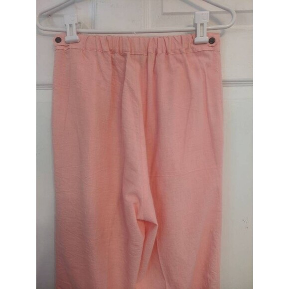 Vintage 80s Peach Cotton Summer Pants Vintage Balkan 26 28 Waist - Picture 4 of 7